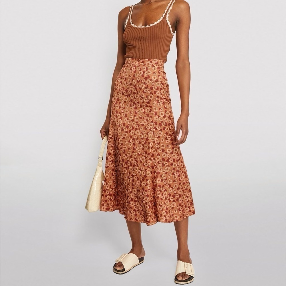 SANDRO Pascaline Floral-Print Skirt - Neutrals US Size 4 - Picture 12 of 15